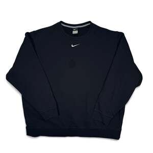 Vintage Nike Center Swoosh XXL Black Crewneck Sweatshirt